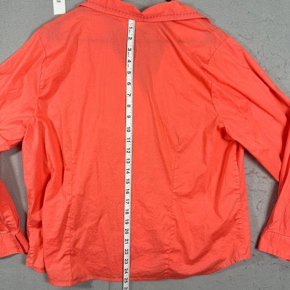 CJ Banks Womens Button Up Top Orange Solid  Plus Size 1X Stretch - Picture 9 of 10